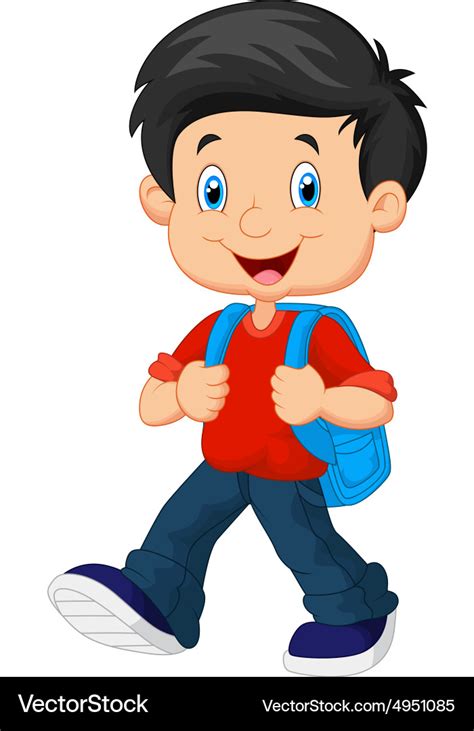 School boy cartoon walking Royalty Free Vector Image