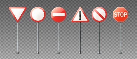 Vector realistic collection of warning and information road signs. 5663362 Vector Art at Vecteezy