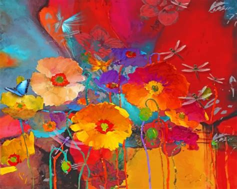 Abstract Poppies - Paint By Numbers - Num Paint Kit