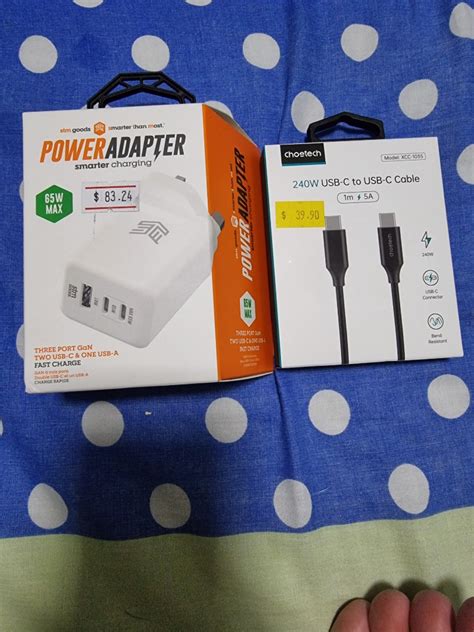 Fast charge power adapter and USB C-C cable, Computers & Tech, Parts & Accessories, Cables ...