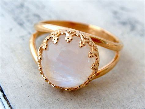 Moonstone ring Gold ring Gemstone ring Rainbow moonstone