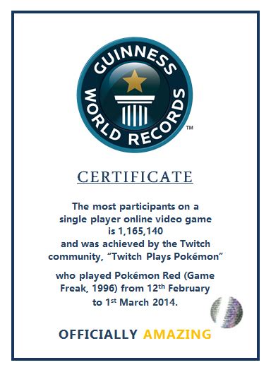 Guinness World Record Certificate Template (1) | PROFESSIONAL TEMPLATES Pokemon Red Game, Play ...