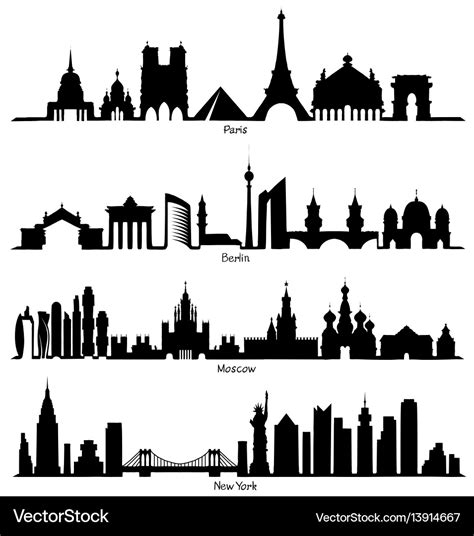 Set of skyline silhouette Royalty Free Vector Image