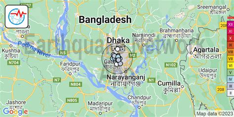 Earthquake at 3km from Dhaka, Bangladesh. May 5, 2023 – 00:46 UTC ...