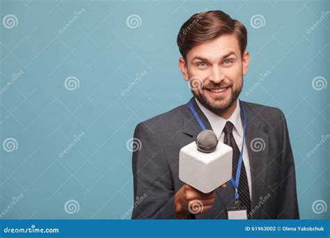 Handsome Male Reporter is Asking for Interview Stock Photo - Image of ...