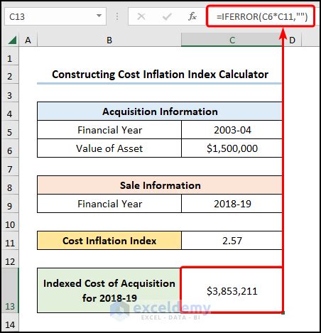 How to Construct Cost Inflation Index Calculator in Excel