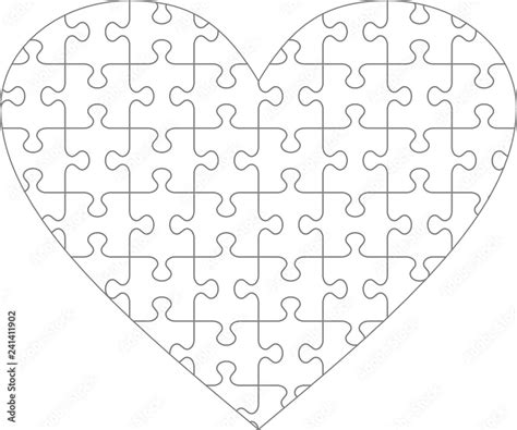 Heart shaped jigsaw puzzle blank template with classic style transparent (for vector mode ...