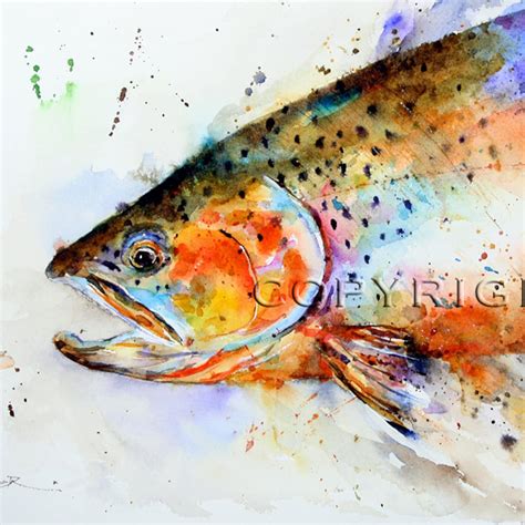 CUTTHROAT TROUT Watercolor Fish Print Fish Art by Dean | Etsy