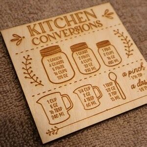 Kitchen Measurements Conversion Chart Refrigerator Magnet Laser ...