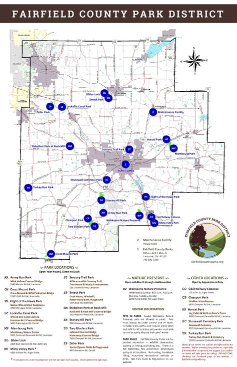 Map of Locations – Fairfield County Park District