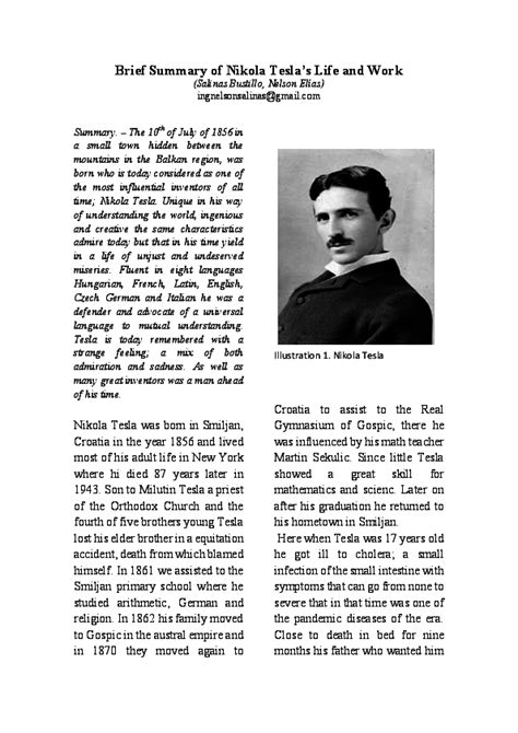 (PDF) Brief Summary of Nikola Tesla's Life and Work | Nelson Elias ...