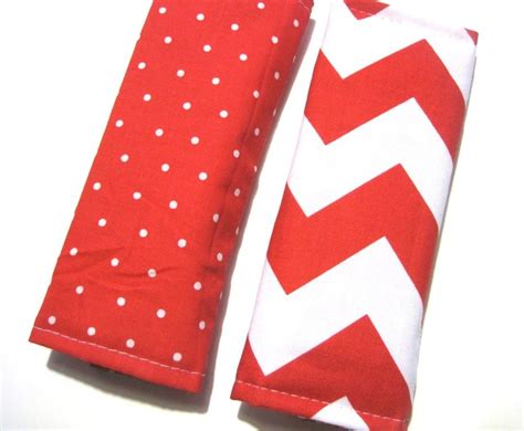 Cute Reversible Car Seat STRAP COVERS Luggage Tag Red by SewABC