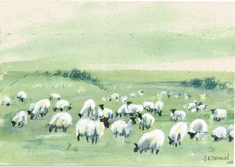 At Night I Dream of Acrylic Sheep Painting - Seven Sheep Paintings, Acrylic Painting On Paper ...