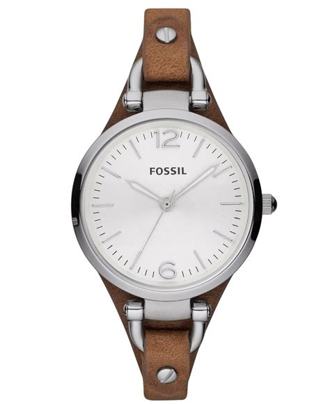 Fossil Women's Georgia Brown Leather Strap Watch 32mm Es3060 in Brown | Lyst