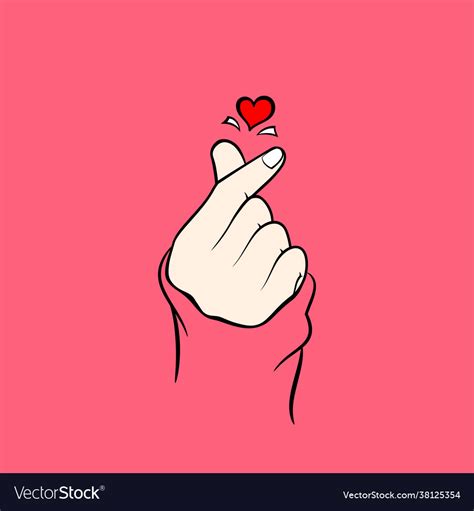 Heart finger hand korean love Royalty Free Vector Image