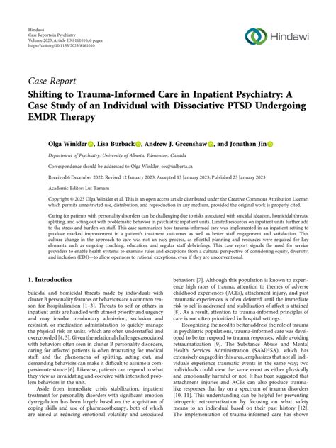 (PDF) Shifting to Trauma-Informed Care in Inpatient Psychiatry: A Case ...