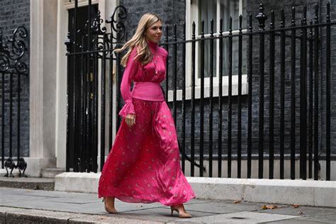 Carrie Johnson departs No10 in a billowing boho pink dress from London label Harmur | Evening ...