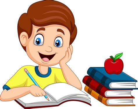 Cartoon little boy studying 8390465 Vector Art at Vecteezy