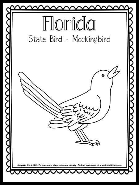 Florida State Bird Coloring Page (the Mockingbird!) {FREE Printable ...