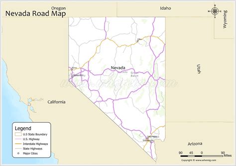 Nevada Road Map - Check U.S. & Interstate Highways, State Routes - Whereig