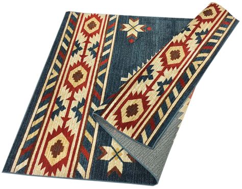 Nevita Collection Southwestern Native American Design Area Rug Rugs Geometric (Blue, 5 x 7 ...