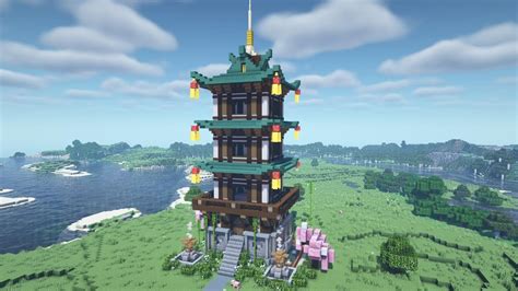 Minecraft Tutorial - How to Build a Japanese Pagoda #44 - YouTube