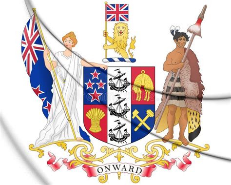 New Zealand Coat of Arms 1911-1956. 3D Illustration Stock Illustration ...