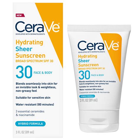 Customer Reviews: CeraVe Hydrating Sheer Sunscreen SPF 30 for Face and ...