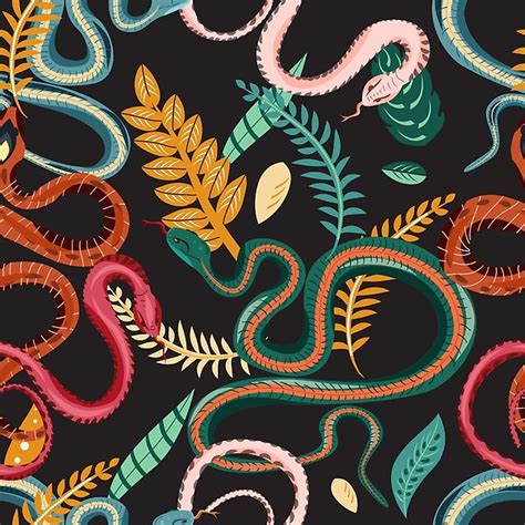 Pattern Illustration, Graphic Design Illustration, Motif Serpent, Colorful Snakes, Jungle ...