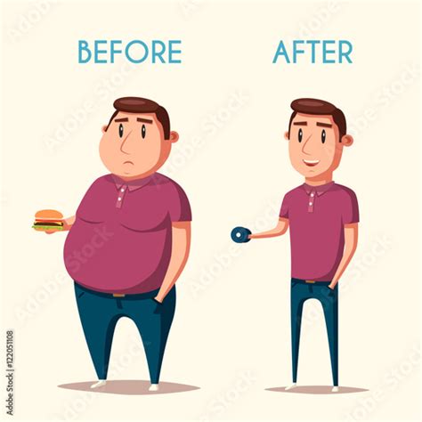 Man before and after sports. Cartoon vector illustration Stock Vector ...