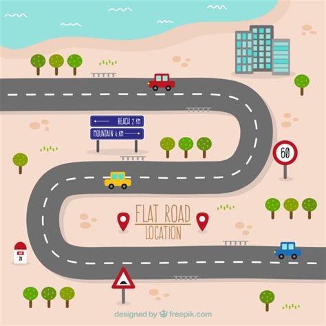 Road Map In Flat Design | Road map design, Roadmap, Map