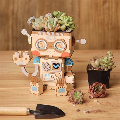 Robotime Flower Pot Robot | A nifty planter in a creative robot design!