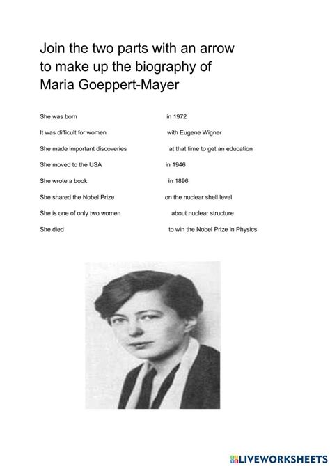 Maria goeppert mayer biography worksheet | Live Worksheets