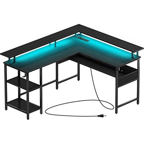 Buy Rolanstar Computer Desk L Shaped with LED Strip & Power Outlets, Reversible L Shaped ...