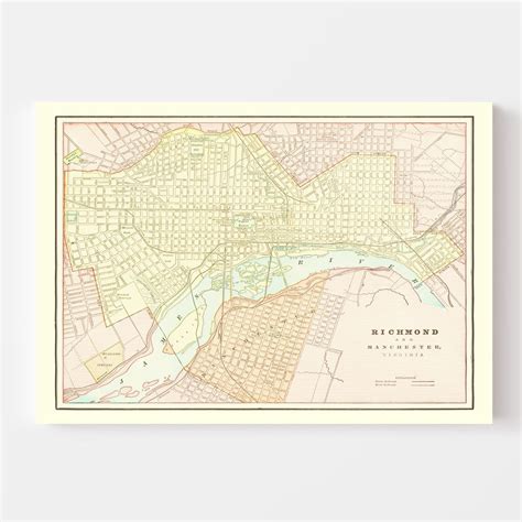 Vintage Map of Richmond, Virginia 1895 by Ted's Vintage Art