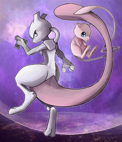 Mew and Mewtwo by ziryuu on DeviantArt