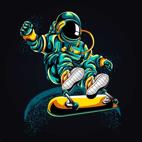 astronaut skateboard artwork illustration 2133470 Vector Art at Vecteezy