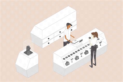 Archade | A Checkout With Two People In A Store Vector Drawings