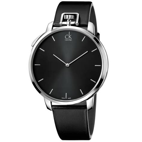 Lyst - Calvin klein Ck Mens Swiss Exceptional Black Leather Strap Watch ...