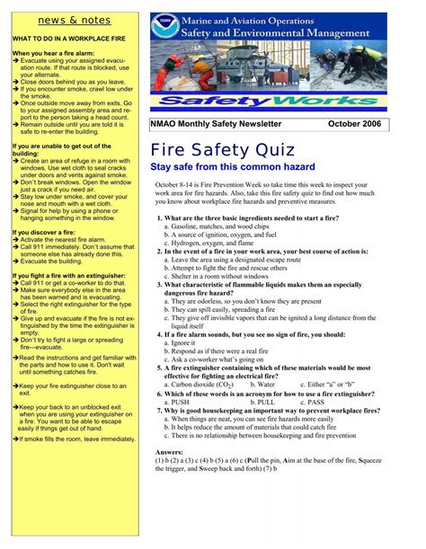 Fire Safety Quiz - NOAA Safety and Environmental Compliance Office