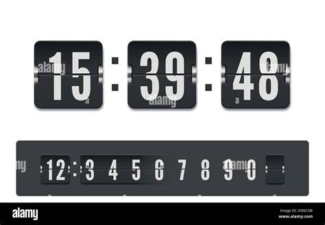 Scoreboard number font with shadows. Vector modern ui design of retro time meter with numbers ...