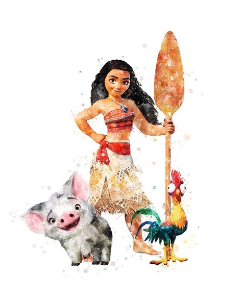 Princess Moana Art Print Hei Hei Pua Watercolor Artwork Moana | Etsy