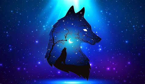 Download Cool Blue Wolf Silhouette Graphic Art Wallpaper | Wallpapers.com