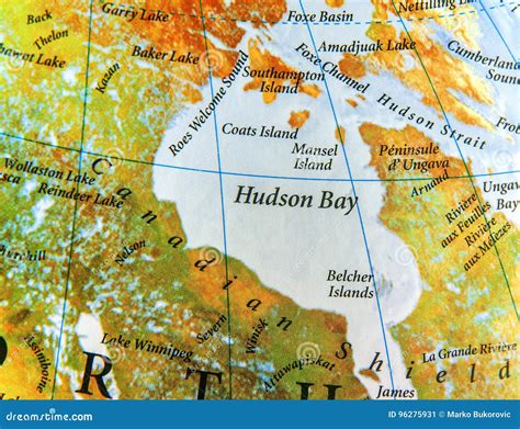 Geographic Map of Hudson Bay in Canada Country Stock Image - Image of southampton, navigate ...