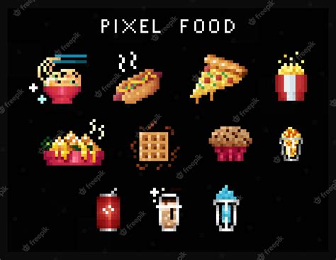 Premium Vector | Pixel art food icons