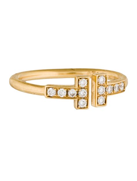 Tiffany & Co. 18K Diamond Tiffany T Wire Ring - 18K Yellow Gold Band, Rings - TIF45672 | The ...