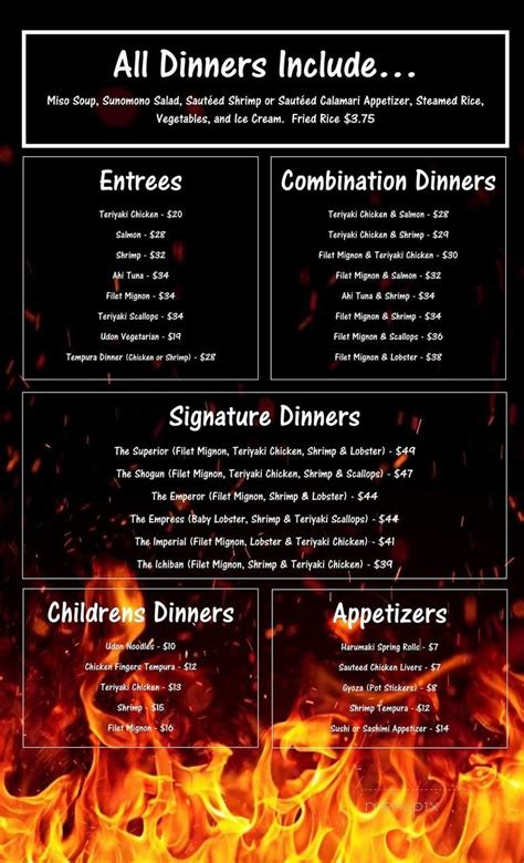 Menu of Ichiban in Reno, NV 89501