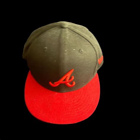 Black & Red Atlanta Braves Fitted Size 7 1/8 - Depop