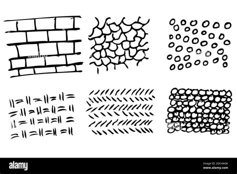 Vector Scribble Hand Draw Sketch Pattern Brick wall, Stone, bamboo and ...