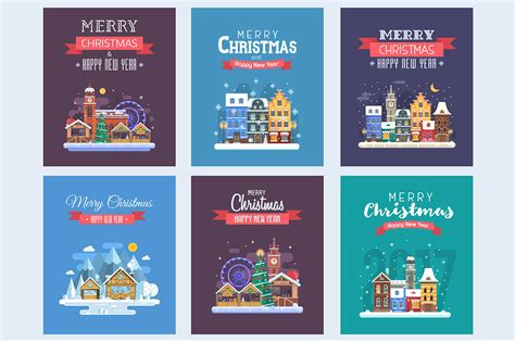 New Year and Christmas Cards By KrugliVector | TheHungryJPEG